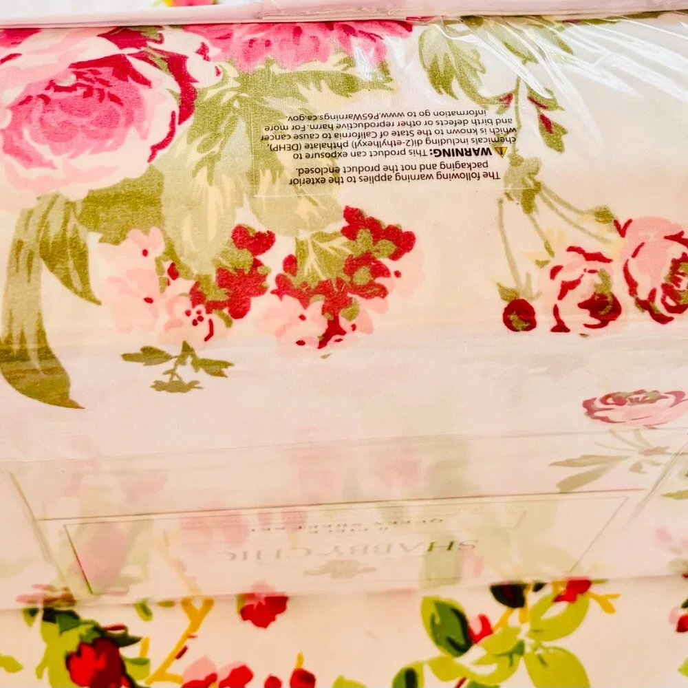 RACHEL ASHWELL SHABBY CHIC Queen Floral Polyester Cool 4 PillowCASES 6 Piece Set